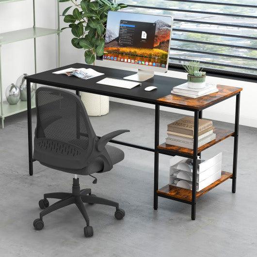 55" Modern Industrial Style Study Writing Desk with 2 Storage Shelves-Black at Set Shop and Smile
