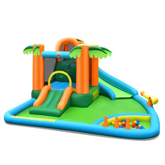 7-in-1 Inflatable Water Slide Park with Trampoline Climbing and 750W Blower at Set Shop and Smile