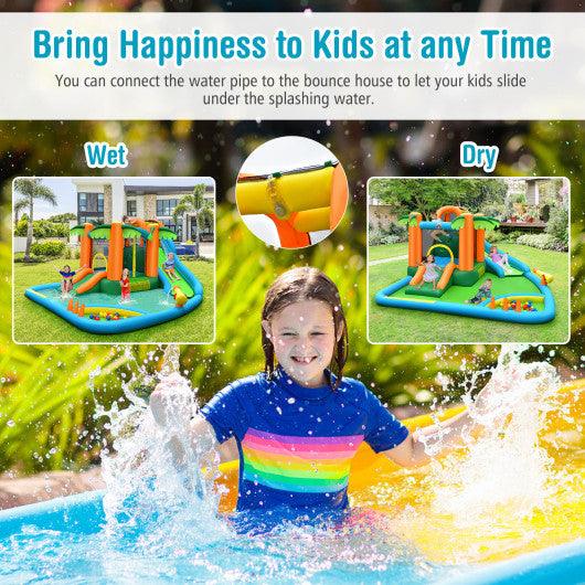 7-in-1 Inflatable Water Slide Park with Trampoline Climbing and 750W Blower at Set Shop and Smile