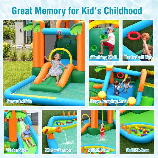 7-in-1 Inflatable Water Slide Park with Trampoline Climbing and 750W Blower at Set Shop and Smile
