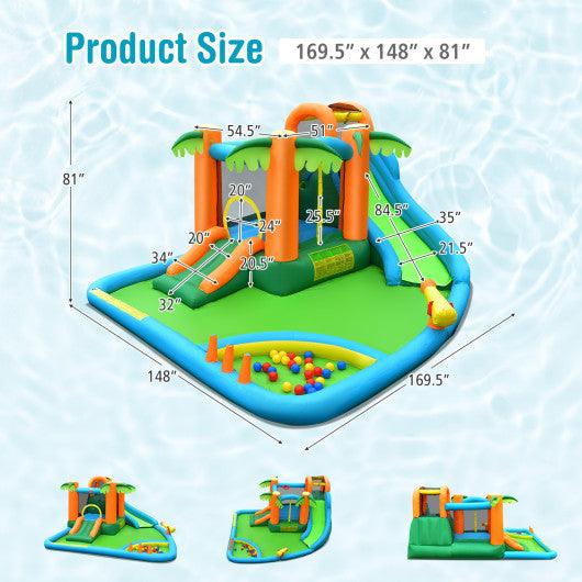 7-in-1 Inflatable Water Slide Park with Trampoline Climbing and 750W Blower at Set Shop and Smile