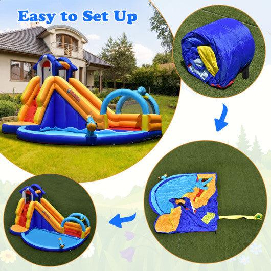 Inflatable Bouncy House with Slide and Splash Pool without Blower at Set Shop and Smile