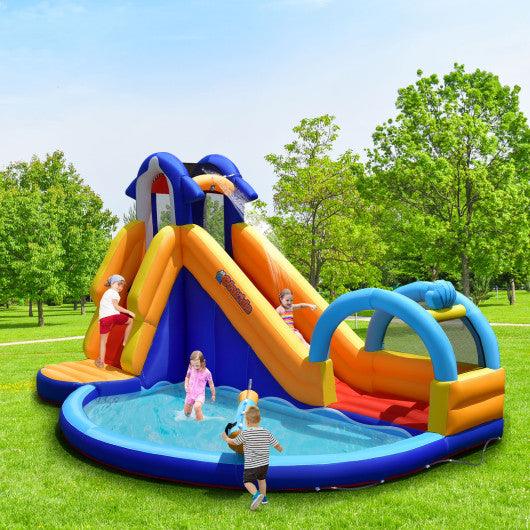 Inflatable Bouncy House with Slide and Splash Pool without Blower at Set Shop and Smile