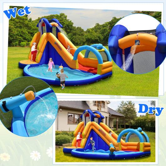 Inflatable Bouncy House with Slide and Splash Pool without Blower at Set Shop and Smile