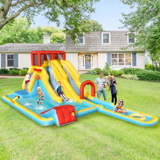 7-in-1 Inflatable Dual Slide Water Park Bounce House With 750 Blower at Set Shop and Smile