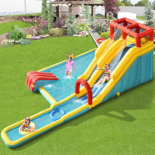 7-in-1 Inflatable Dual Slide Water Park Bounce House With 750 Blower at Set Shop and Smile