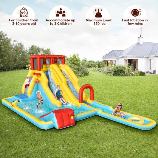 7-in-1 Inflatable Dual Slide Water Park Bounce House With 750 Blower at Set Shop and Smile
