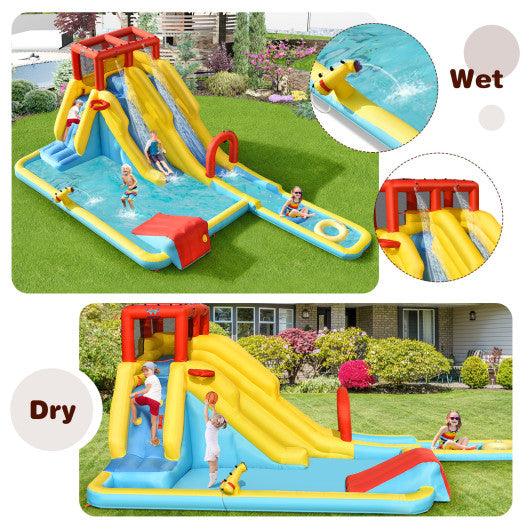 7-in-1 Inflatable Dual Slide Water Park Bounce House With 750 Blower at Set Shop and Smile