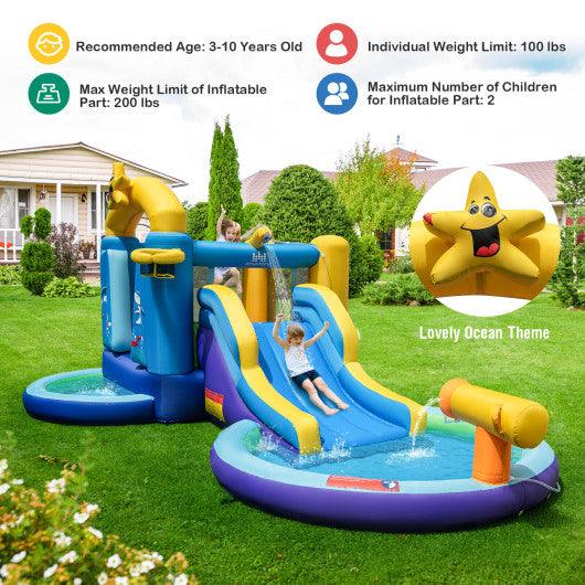 Inflatable Ocean-Themed Bounce House with 680W Blower and 2 Pools at Set Shop and Smile