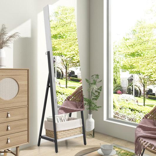 Freestanding Jewelry Cabinet with Full-Length Mirror-White at Set Shop and Smile