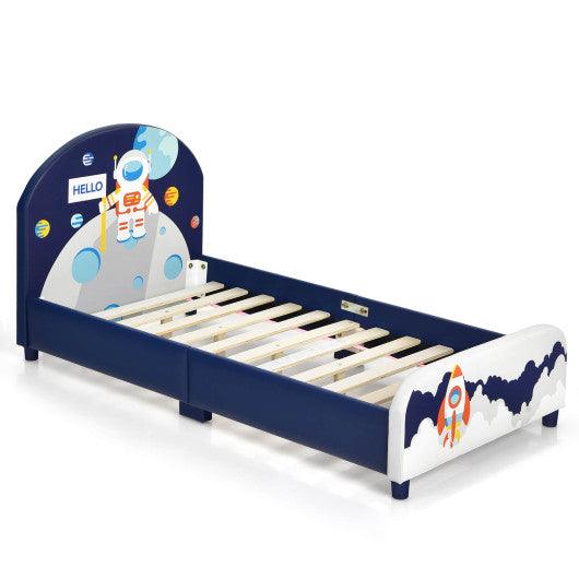Kids Upholstered Platform Bed with Headboard and Footboard at Set Shop and Smile