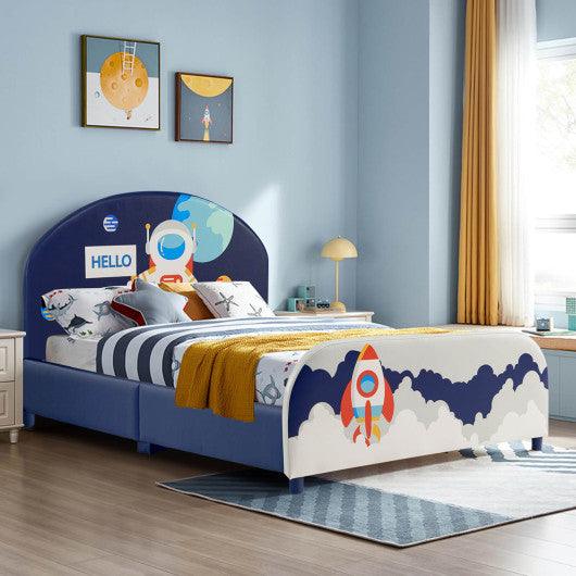 Kids Upholstered Platform Bed with Headboard and Footboard at Set Shop and Smile