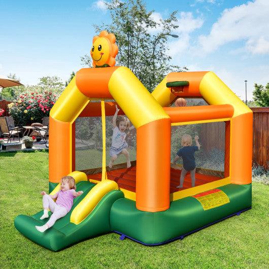 Kids Inflatable Bounce House with Slide and Basketball Rim with 735W Blower at Set Shop and Smile