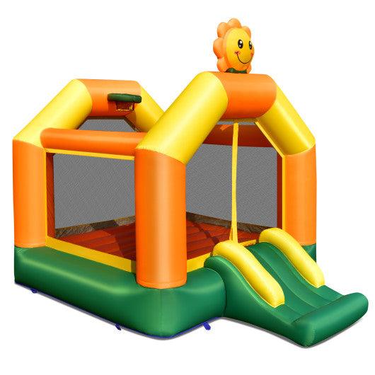 Kids Inflatable Bounce House with Slide and Basketball Rim with 735W Blower at Set Shop and Smile
