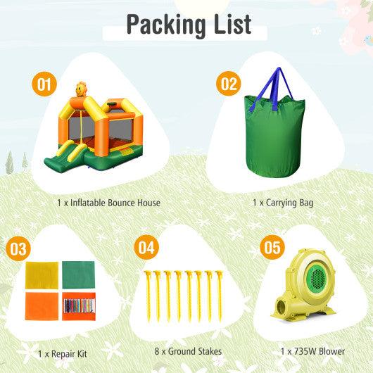 Kids Inflatable Bounce House with Slide and Basketball Rim with 735W Blower at Set Shop and Smile