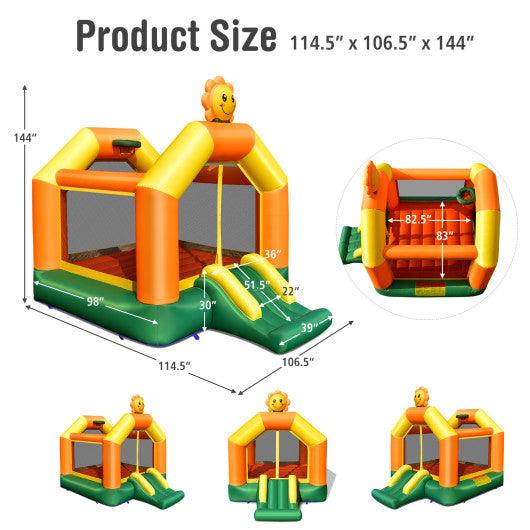 Kids Inflatable Bounce House with Slide and Basketball Rim with 735W Blower at Set Shop and Smile