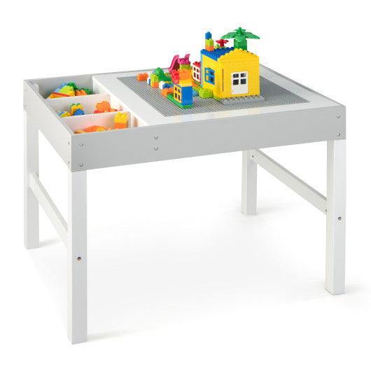 3 in 1 Wooden Kids Table with Storage and Double-Sided Tabletop-White at Set Shop and Smile