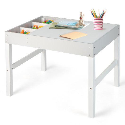 3 in 1 Wooden Kids Table with Storage and Double-Sided Tabletop-White at Set Shop and Smile