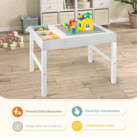 3 in 1 Wooden Kids Table with Storage and Double-Sided Tabletop-White at Set Shop and Smile