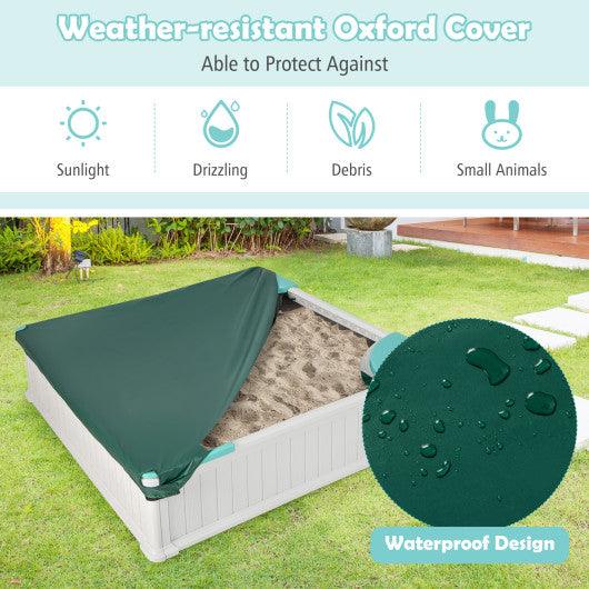Kids Outdoor Sandbox with Oxford Cover and 4 Corner Seats-White at Set Shop and Smile