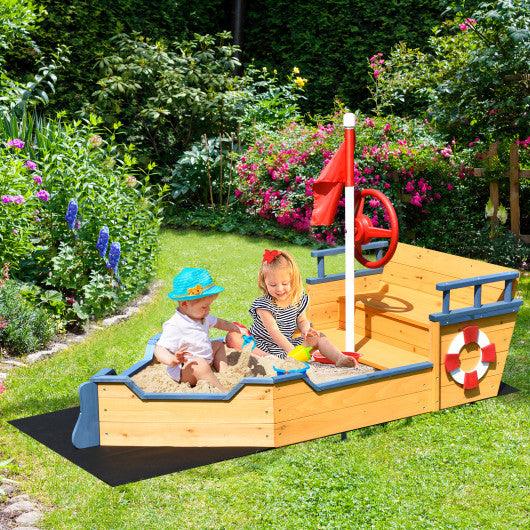 Kids Pirate Boat Wooden Sandbox Children Outdoor Playset at Set Shop and Smile