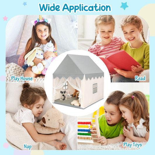 Kids Large Play Castle Fairy Tent with Mat-Beige at Set Shop and Smile