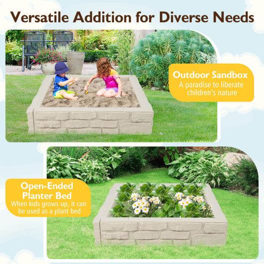 2-In-1 HDPE Kids Sandbox with Cover and Bottom Liner-White at Set Shop and Smile