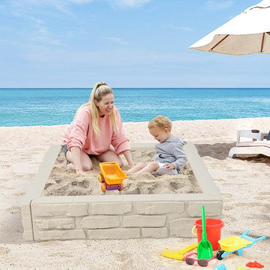 2-In-1 HDPE Kids Sandbox with Cover and Bottom Liner-White at Set Shop and Smile