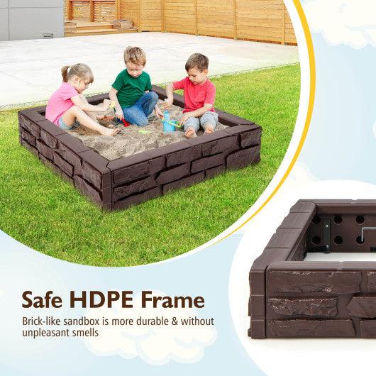 2-In-1 HDPE Kids Sandbox with Cover and Bottom Liner-Brown at Set Shop and Smile