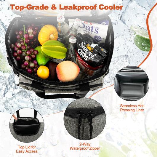 50-Can Large Leakproof Rolling Cooler with Detachable Bottom Plate-Gray at Set Shop and Smile