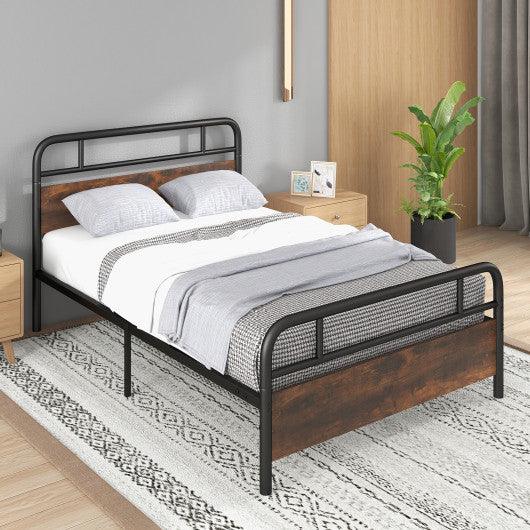 Twin/Full/Queen Size Bed Frame with Industrial Headboard-Full Size at Set Shop and Smile