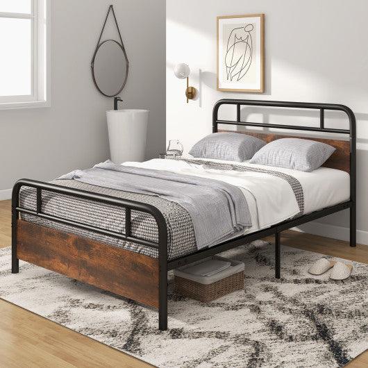 Twin/Full/Queen Size Bed Frame with Industrial Headboard-Full Size at Set Shop and Smile