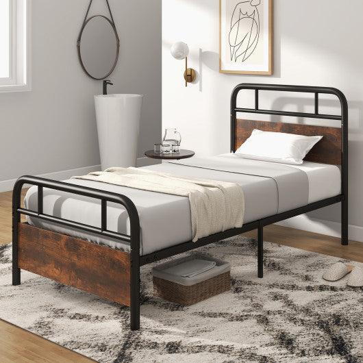Twin/Full/Queen Size Bed Frame with Industrial Headboard-Twin Size at Set Shop and Smile