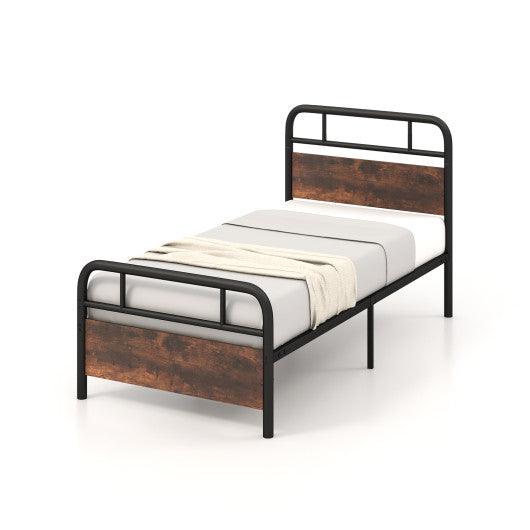 Twin/Full/Queen Size Bed Frame with Industrial Headboard-Twin Size at Set Shop and Smile