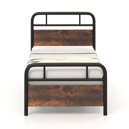 Twin/Full/Queen Size Bed Frame with Industrial Headboard-Twin Size at Set Shop and Smile