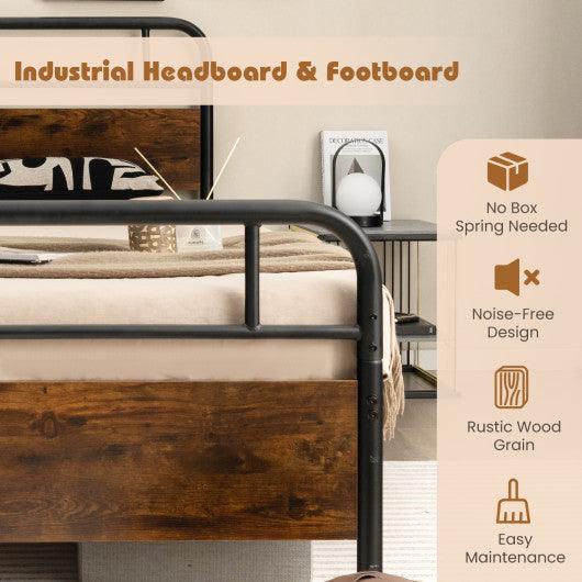 Twin/Full/Queen Size Bed Frame with Industrial Headboard-Twin Size at Set Shop and Smile