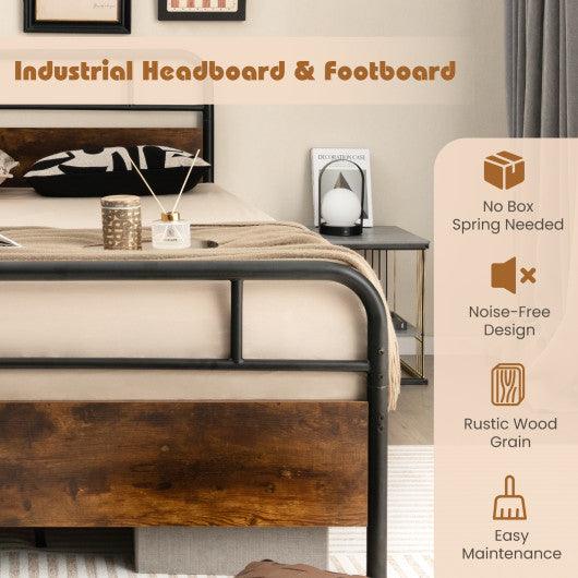 Twin/Full/Queen Size Bed Frame with Industrial Headboard-Queen Size at Set Shop and Smile