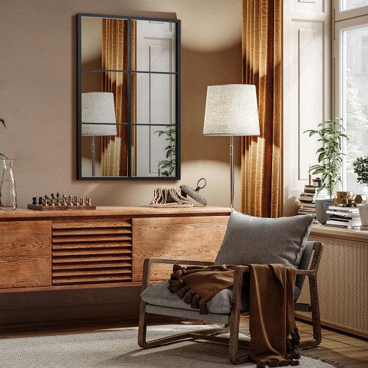 3-Layered Decorative Wall Mirror with Metal Frame for Dining Living Room-Black at Set Shop and Smile