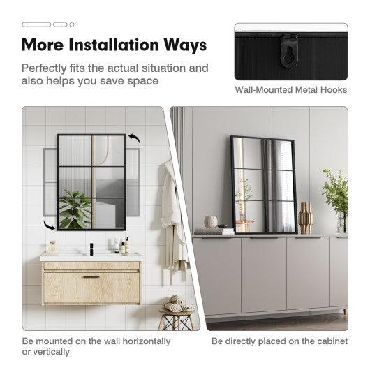 3-Layered Decorative Wall Mirror with Metal Frame for Dining Living Room-Black at Set Shop and Smile