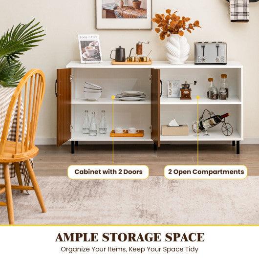 Modern Buffet Sideboard with 2 Doors and Open Compartments-Walnut at Set Shop and Smile