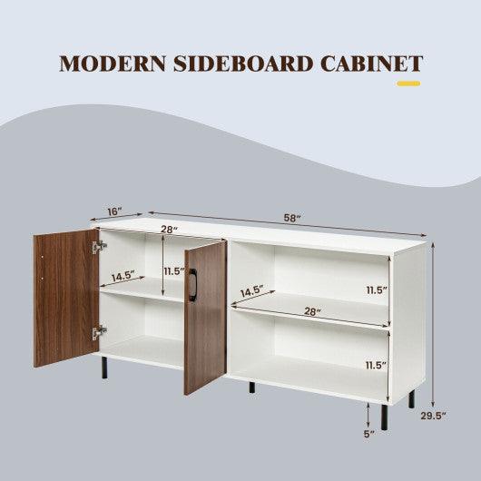 Modern Buffet Sideboard with 2 Doors and Open Compartments-Walnut at Set Shop and Smile