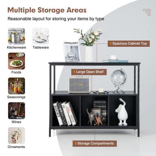 Modern Kitchen Buffet Sideboard with 3 Compartments-Black at Set Shop and Smile