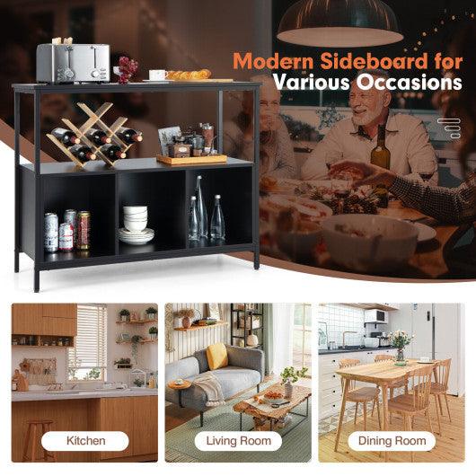 Modern Kitchen Buffet Sideboard with 3 Compartments-Black at Set Shop and Smile