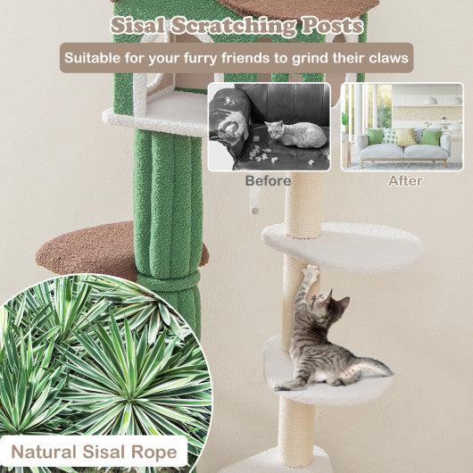 Multi-level Cat Tree with Condo andand Anti-tipping Device-Green at Set Shop and Smile