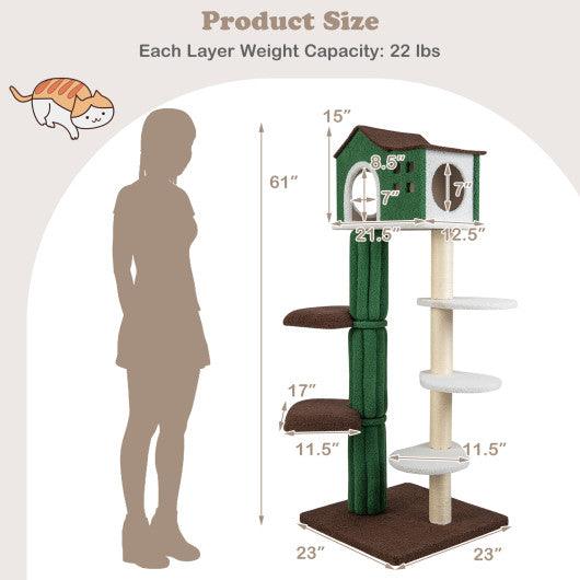 Multi-level Cat Tree with Condo andand Anti-tipping Device-Green at Set Shop and Smile