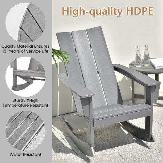 Adirondack Rocking Chair with Curved Back for Balcony-Gray at Set Shop and Smile