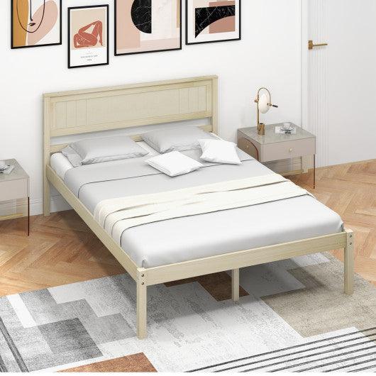 Twin/Full/Queen Size Wooden Bed Frame with Headboard and Slat Support-Full Size at Set Shop and Smile