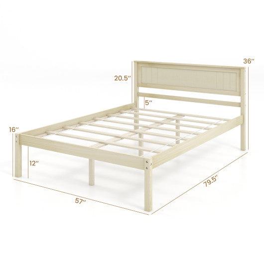 Twin/Full/Queen Size Wooden Bed Frame with Headboard and Slat Support-Full Size at Set Shop and Smile