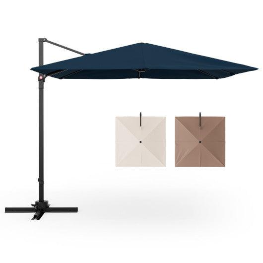 9.5 Feet Square Patio Cantilever Umbrella with 360° Rotation-Navy at Set Shop and Smile