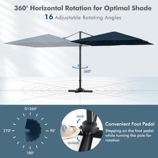 9.5 Feet Square Patio Cantilever Umbrella with 360° Rotation-Navy at Set Shop and Smile